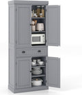 Tangkula 72' H Kitchen Pantry Cupboard Cabinet, Traditional Freestanding Large Tall Storage Cabinet with 2 Cabinets and Drawer, Adjustable Shelves, for Living Room Kitchen, 30 x 16 x 72 Inch