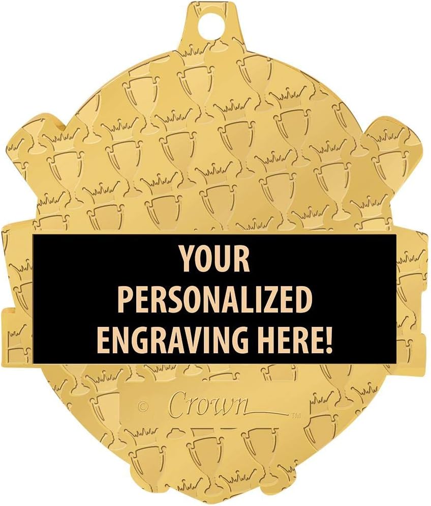 Crown Awards 2 1/4' Royal Basketball Medals, Shiny Gold Basketball Medals with Free Engraving