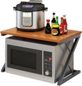 Microwave Oven Rack,Modern Black Baker's Rack - Z-Shaped Microwave Shelf & Compact Storage Cabinet for Small Spaces, Kitchen Organization & Efficient Home Storage Solutions.