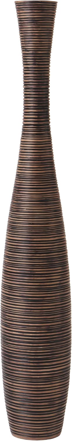 Leewadee Decorative Tall Floor Vase for Living Room Decor, 34 inches, Brown, Resin