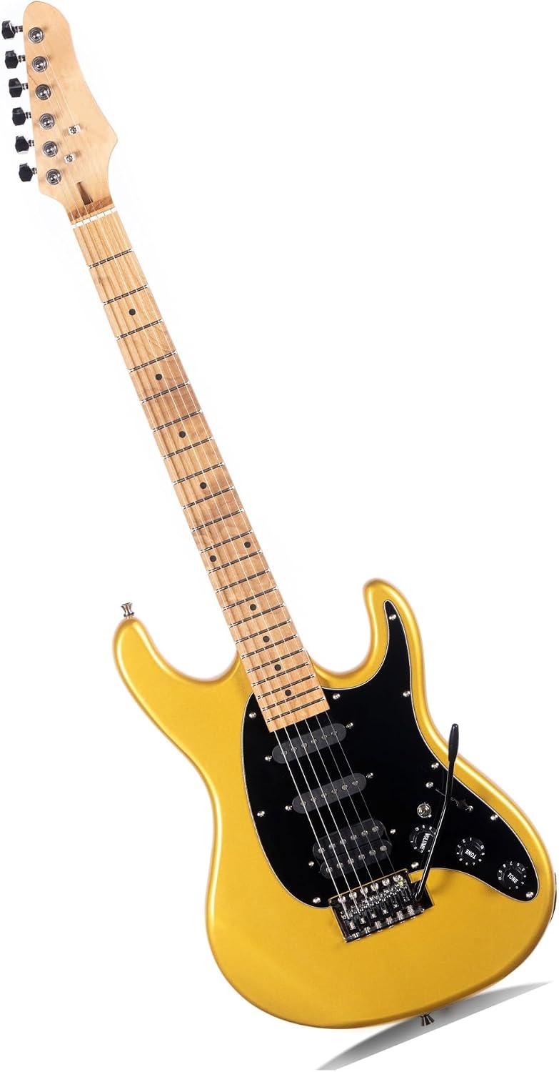 Electric Guitar Playing Instrument Professional Beginners And Adults Professional Electric Guitar(Gold)