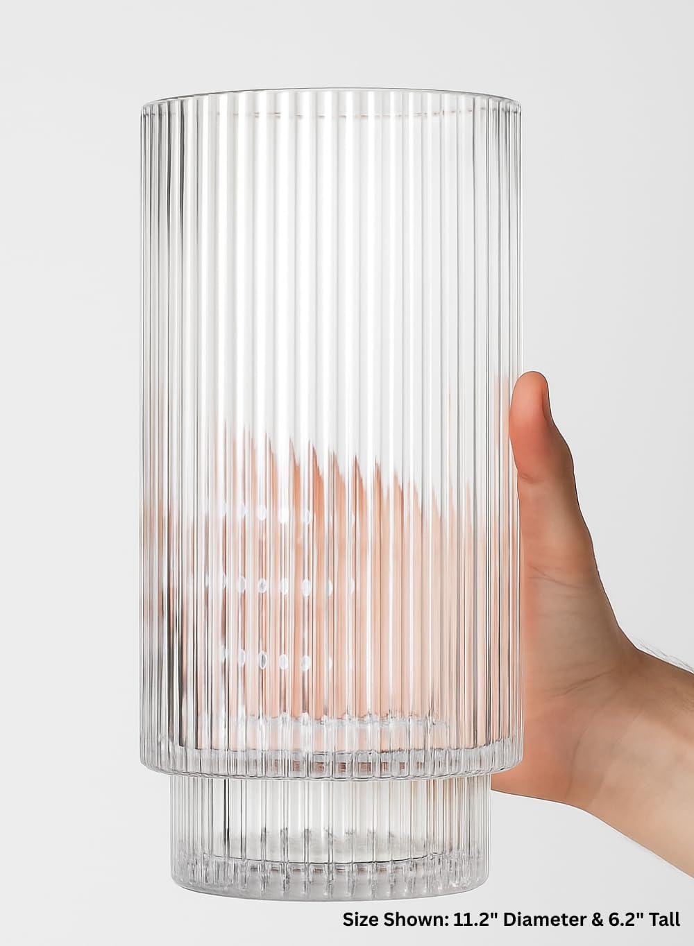Serene Spaces Living Ribbed Pedestal Glass Votive Holder, Table Centerpiece, Home, Office, Wedding, Birthday, Holiday & Special Events Decor, 6.2' Diameter & 11.2' Tall, Pack of 4