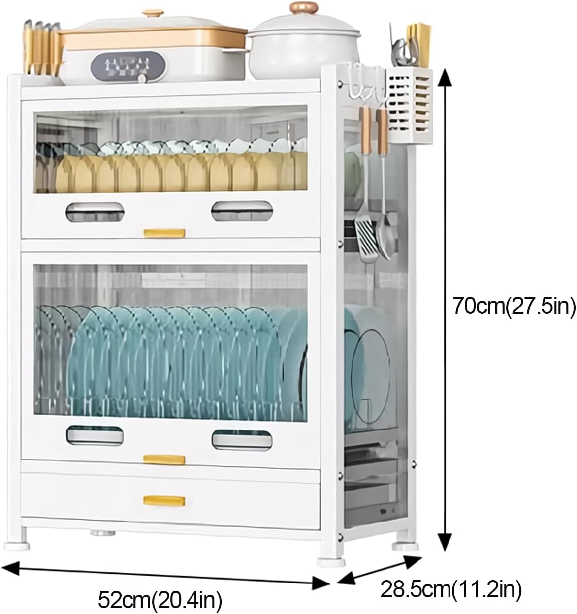 Kitchen Countertop Bakers Rack, with Drawers Dish Cabinet, Dish Drying Rack, Kitchen Storage Cabinet, Microwave Stand, Drainer Cabinet (Color : A)