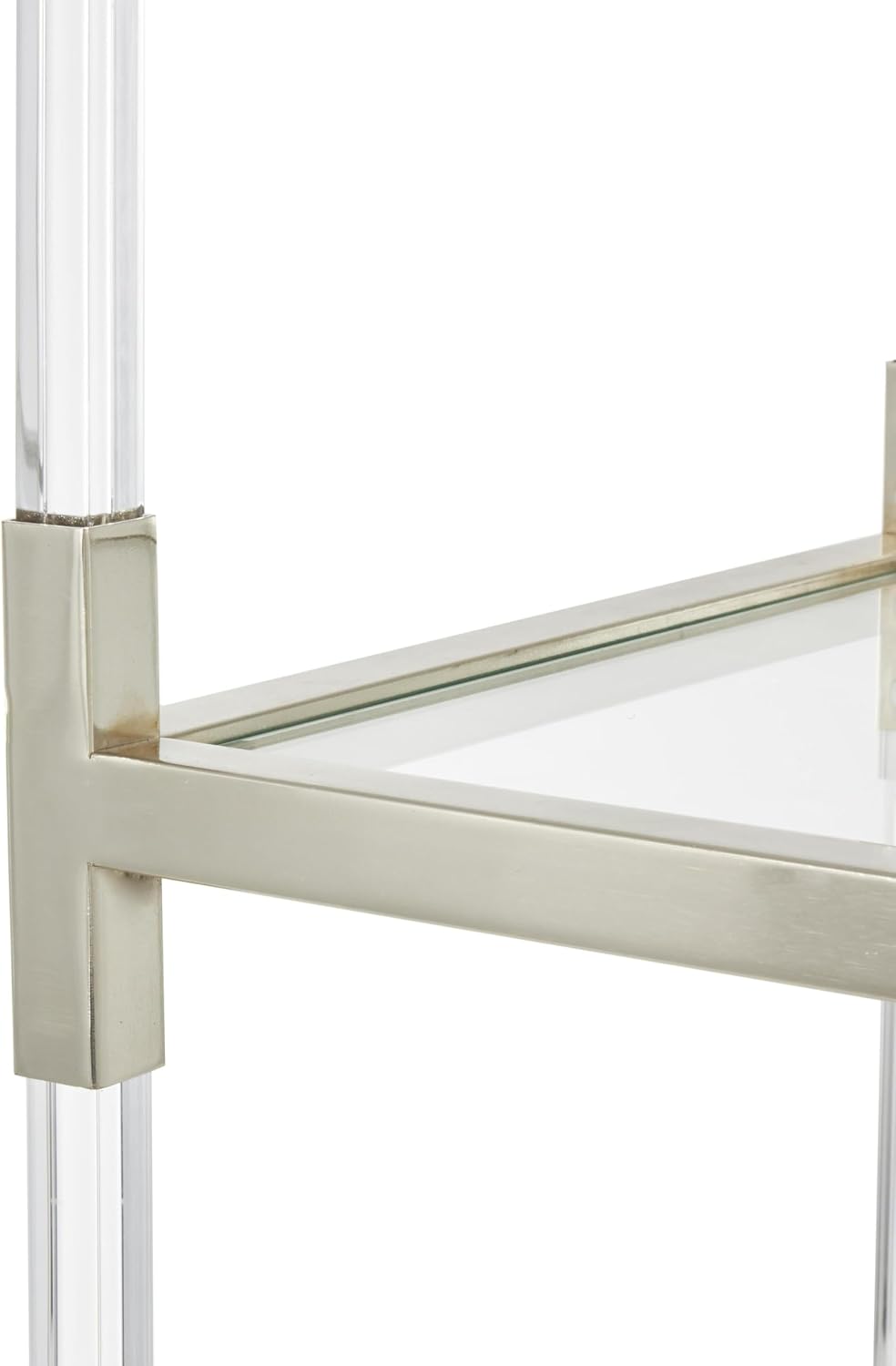 Deco 79 Acrylic Plastic Cube Shaped Shelving Unit with Silver Frame Supports, 22' x 16' x 70', Clear