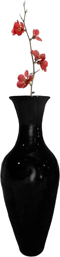 Uniquewise Tall Floor Vase, 37 Inch Bamboo Vase, Modern Black Vase for Dining, Living Room, Entryway, Large Flower Holder, Classic Floor Vase for Home Decor