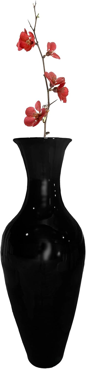 Uniquewise Tall Floor Vase, 37 Inch Bamboo Vase, Modern Black Vase for Dining, Living Room, Entryway, Large Flower Holder, Classic Floor Vase for Home Decor