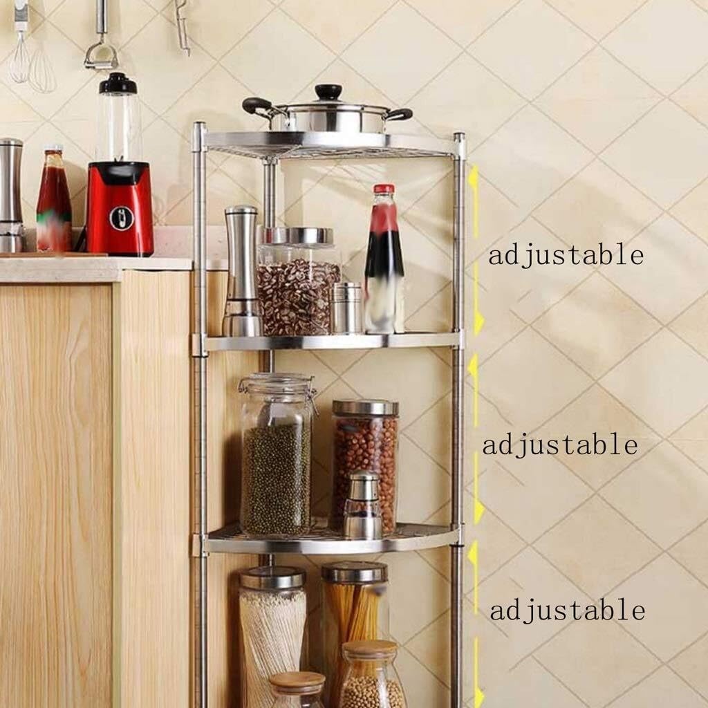 Kitchen Baker's Rack, Multi-Layer Pan & Pot Rack, 4-Tier Cookware Holder, Stainless Steel, Adjustable Storage Shelf, Corner Organizer, Black