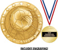 Crown Awards Soccer Medal, 2' Shiny Gold Soccer Medals for Kids with Free Custom Engraving
