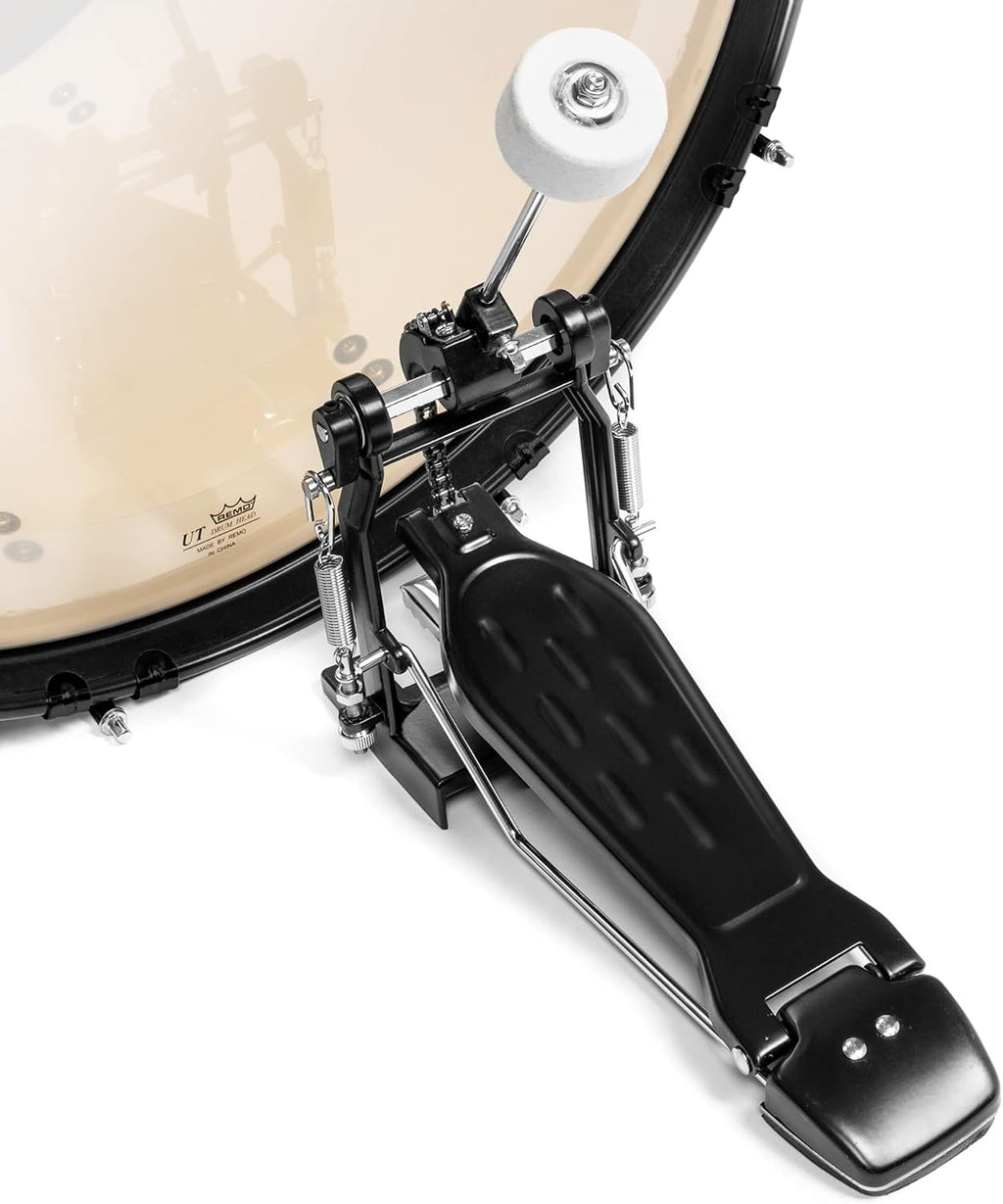 Ashthorpe 5-Piece Complete Full Size Adult Drum Set with Remo Batter Heads - Silver