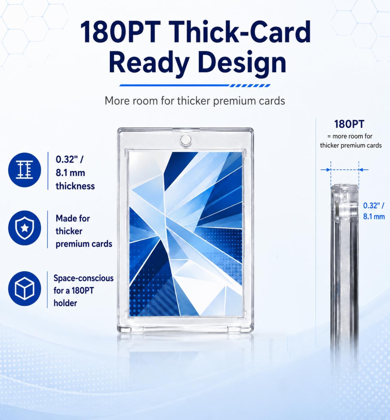 180pt Magnetic Card Holder, 80 Pack One Touch Card Holders | 0.32' Acrylic Trading Card Case for Extra Thick Cards, U-V Resistant Magnetic Sports Card Protector for Premium Cards