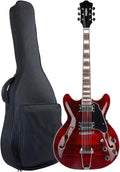 Beginner Jazz Electric Guitar With Hollowed Out Trapezoidal Tailboard Bridge And Fit Professional Electric Guitar(Red)