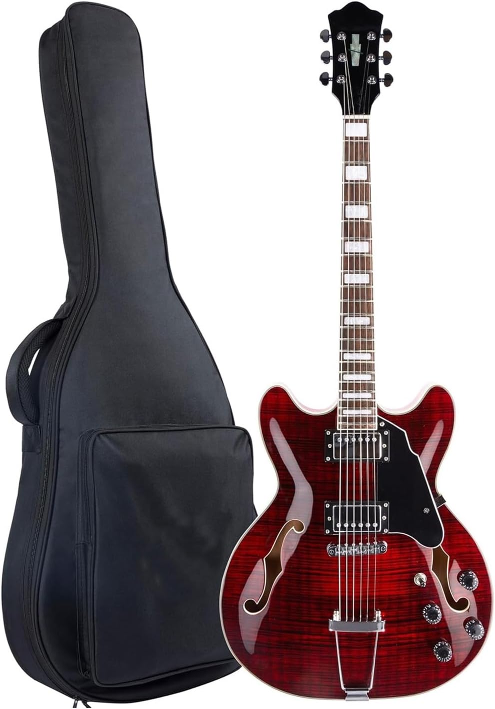 Beginner Jazz Electric Guitar With Hollowed Out Trapezoidal Tailboard Bridge And Fit Professional Electric Guitar(Red)