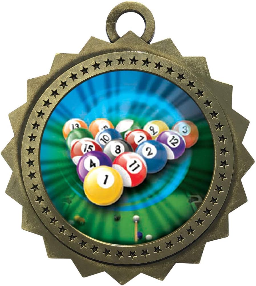 1 to 50 Packs Billiards Gold Medals Trophy Award with Free Custom Engraving D03-MY409