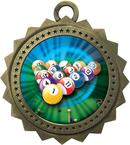 1 to 50 Packs Billiards Gold Medals Trophy Award with Free Custom Engraving D03-MY409