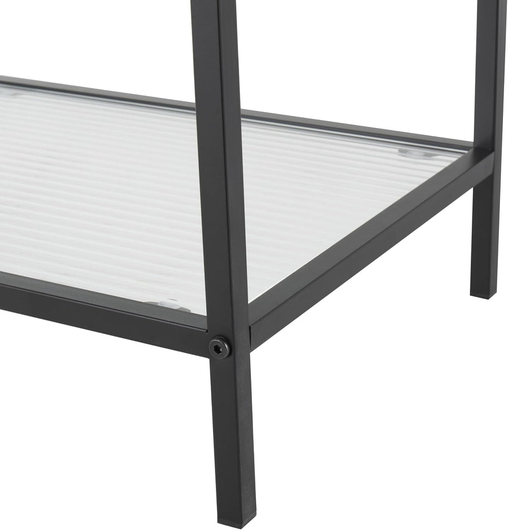 Deco 79 Metal 4 Shelf Shelving Unit with Clear Glass Shelves, 32' x 13' x 58', Black