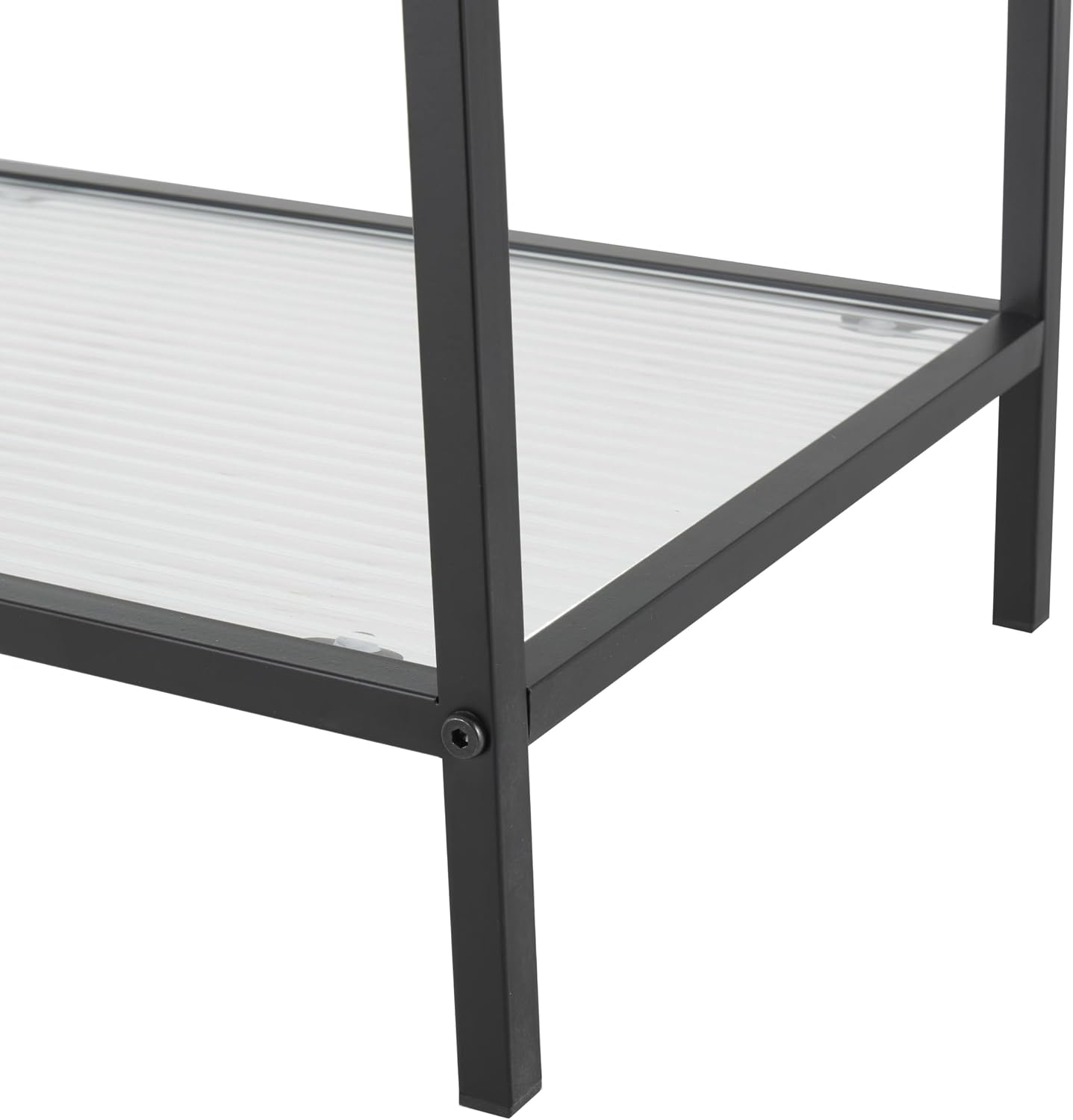 Deco 79 Metal 4 Shelf Shelving Unit with Clear Glass Shelves, 32' x 13' x 58', Black