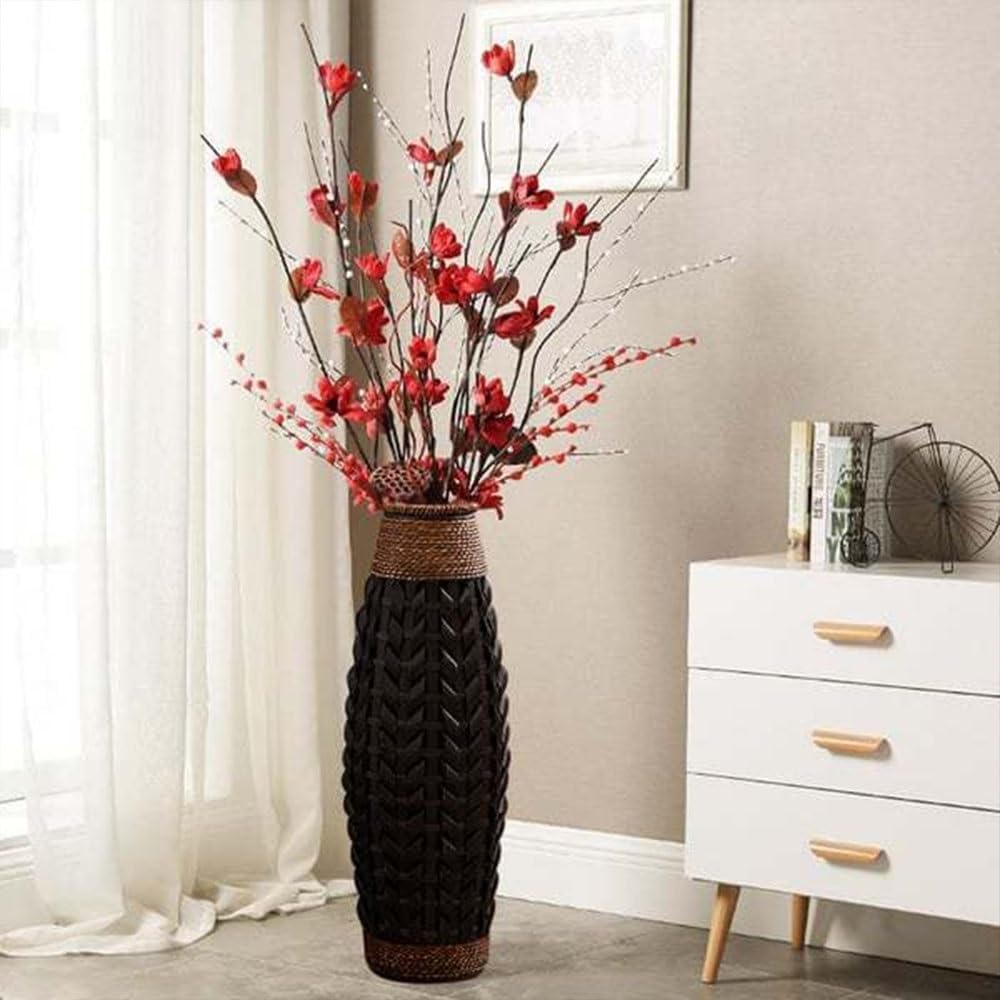 Retro Living Room Large Vase, Hand-Woven Flower Vase, Decorative Tall Floor Vase, Home Decor, Floor Vases Decorative Tall for Restaurant, Entrance(Large)