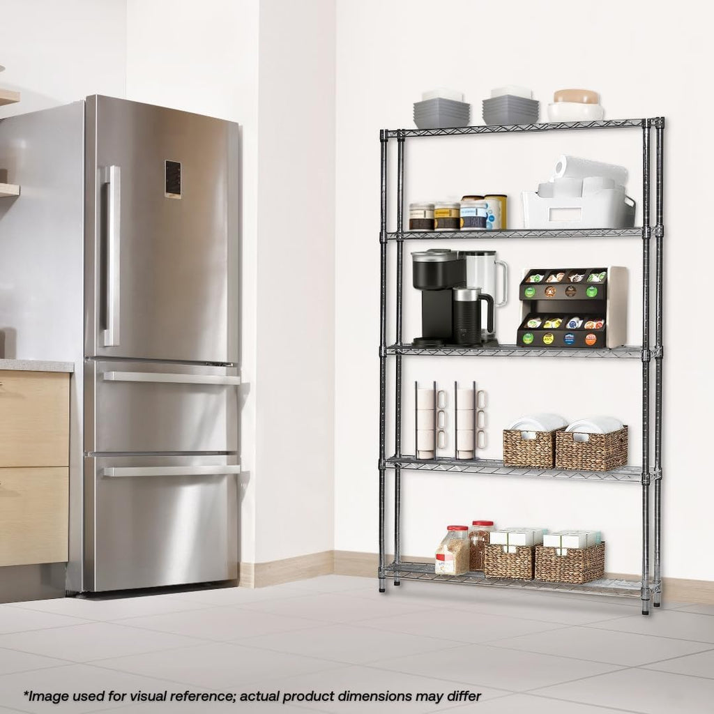 Shelving Inc. 21' d x 21' w x 54' h Chrome Wire Shelving with 4 Tier Shelves, Weight Capacity 800lbs Per Shelf