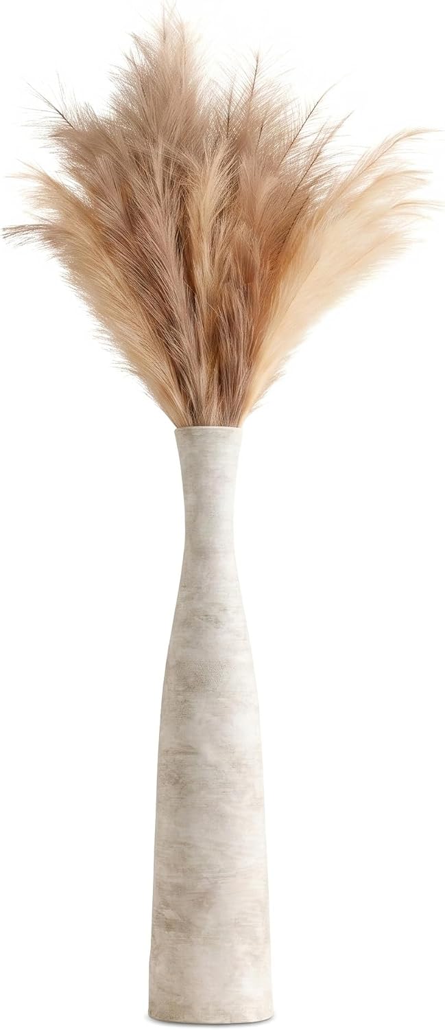 Ceramic Vase Home Decor, Tall Vase for Table Centerpiece, Floor, Modern Rustic Farmhouse Decorative Flower Vase for Pampas Grass Living Room, Office, Bedroom Decoration (Retro Brown, 29 Inch Tall)