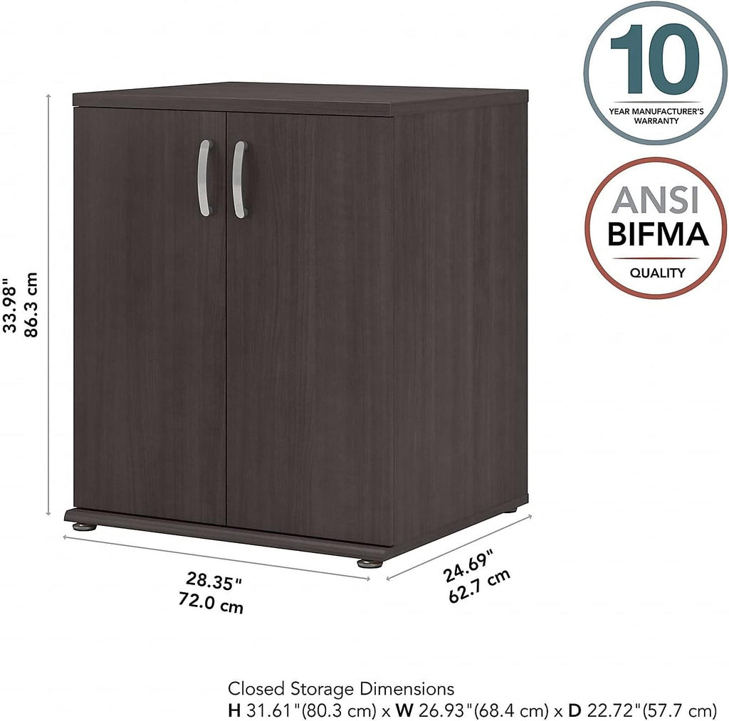 Bush Business Furniture Universal Floor Storage Cabinet with Doors and Shelves in Storm Gray, Vertical Office Storage Unit with Adjustable Shelving for Workspace