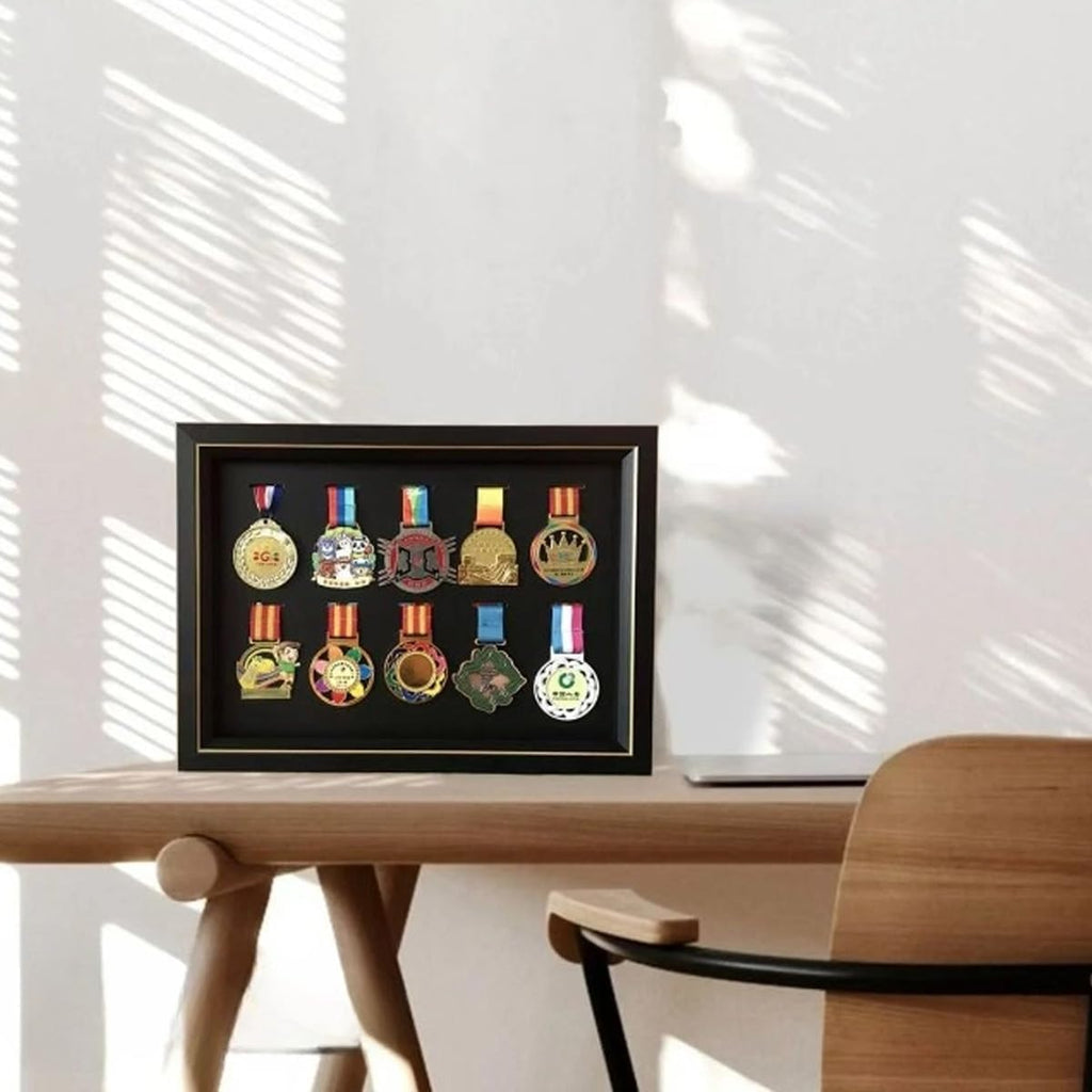 Medal Display Box 3D Photo Frame Marathon & More - Football, Gymnastics, All Sports Medal & Badge Stand (8x6in)
