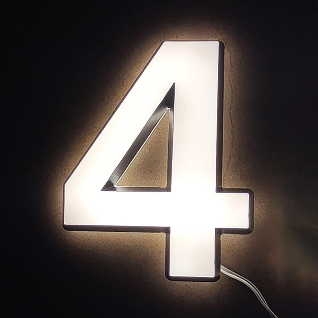Illuminated LED House Numbers, Modern Backlit LED Home Address Numbers 16', Black White Acrylic Light Up House Number Signs,S