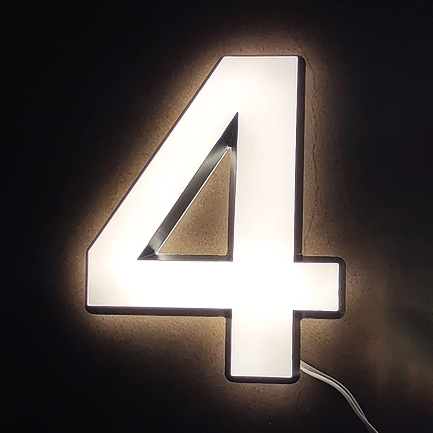 Illuminated LED House Numbers, Modern Backlit LED Home Address Numbers 16', Black White Acrylic Light Up House Number Signs,Q
