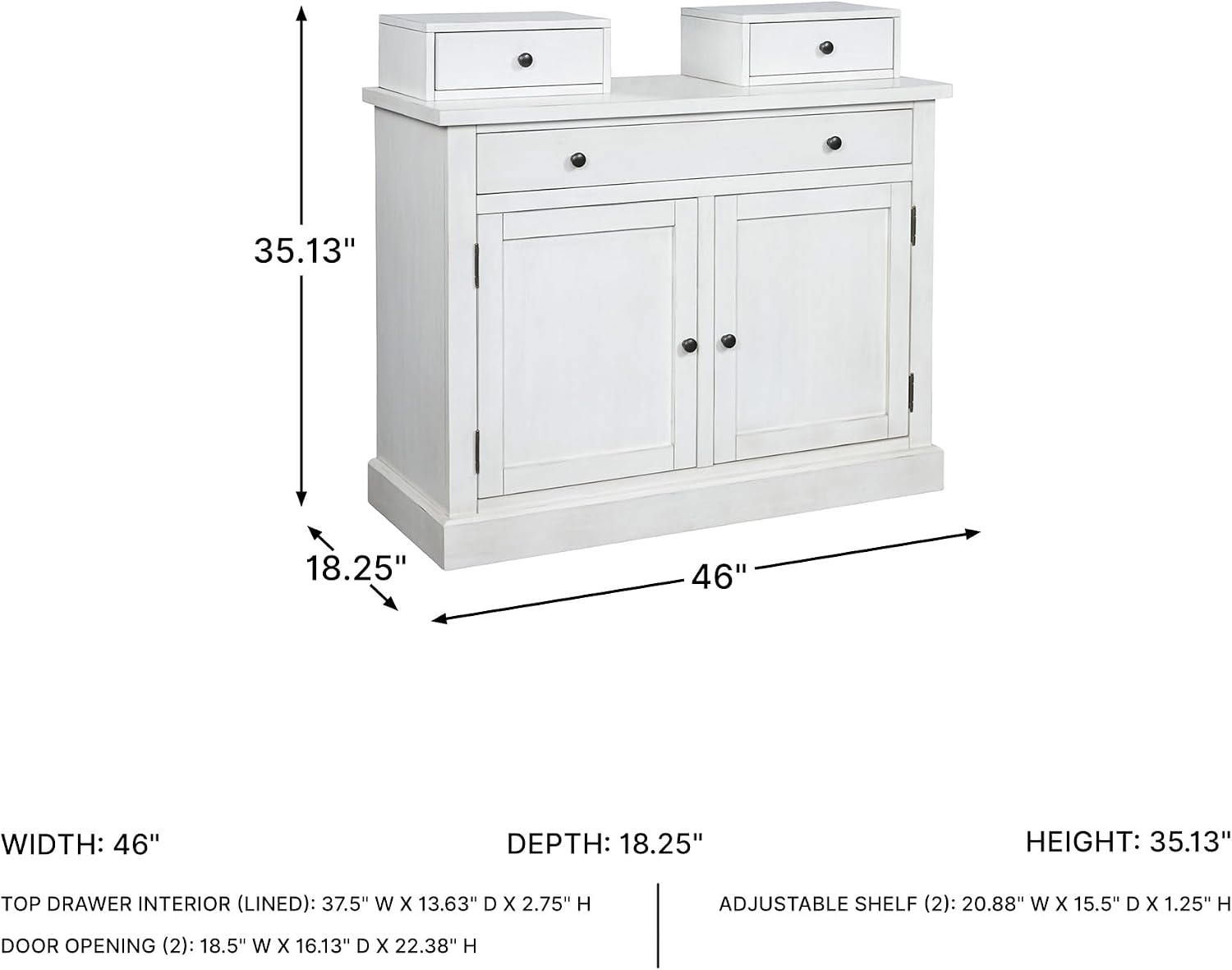 Signature Design by Ashley Chadworth Classic 1-Drawer Bakers Rack Base with Adjustable Shelf and Anti-Tipping Kits, White