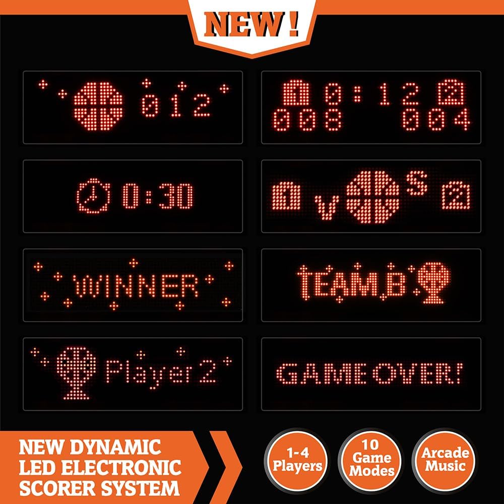 Hall of Games Xtra Long Shot EZ-Fold Premium Arcade Basketball Game with Built-in 4-Ball Storage Rack, Pop Off with The Perfect Basketball Game