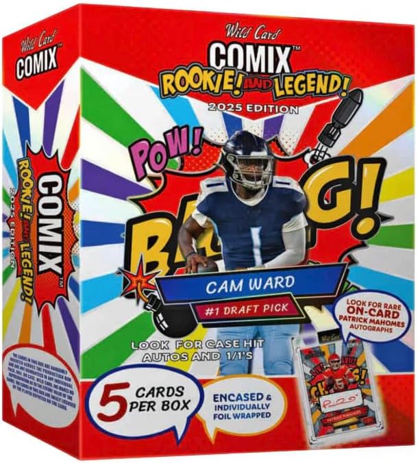 2025 Wild Card Comix Rookie And Legend Football Hobby Trading Card Box (5 Encased Cards Per Box)