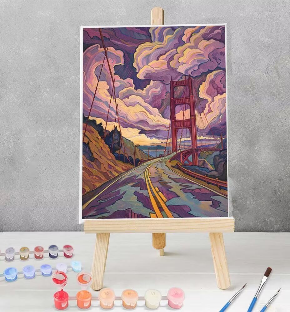 Paint by Numbers for Adults Landscape Paint by Numbers Kit on Canvas for Beginners Painting Set Craft Supplies 3 Paintbrushes and Acrylic Pink40x53 inch Model YEYUMEOZE-1