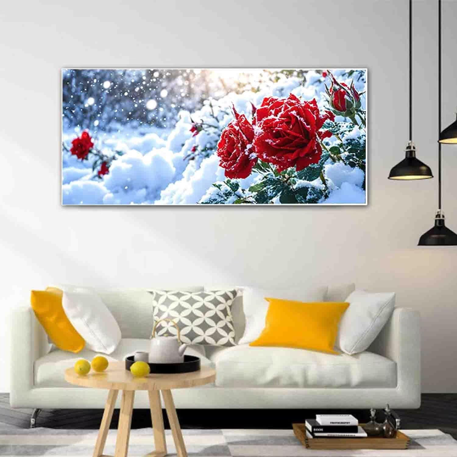 Red Rose Paint by Numbers Kit for Adults Frameless Flower Painting Kits for Adults Beginner DIY Acrylic Oil Paint pre Drawn Canvas with Brush Craft Picture for Home Wall Decor Gifts 100x200cm -8s9