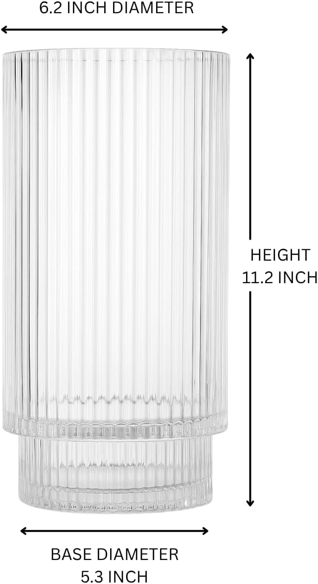 Serene Spaces Living Ribbed Pedestal Glass Votive Holder, Table Centerpiece, Home, Office, Wedding, Birthday, Holiday & Special Events Decor, 6.2' Diameter & 11.2' Tall, Pack of 4
