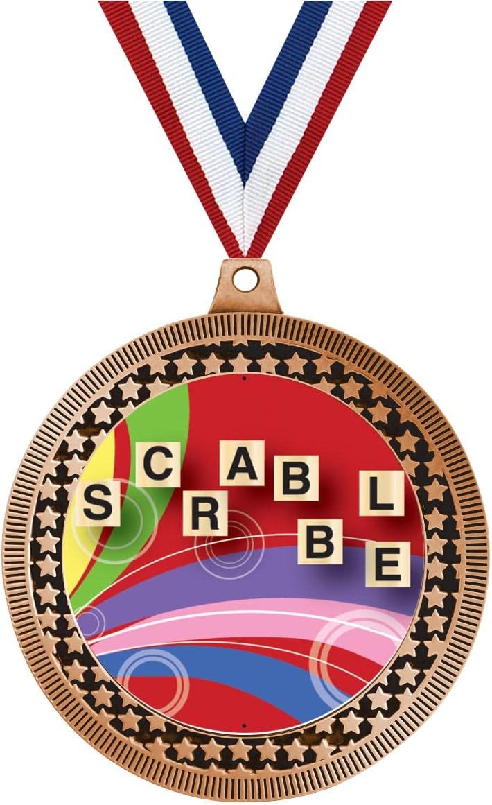 Crown Awards 2.75' Scrabble Medal Award, Bronze Vega Scrabble Team Trophy Award Includes Free Neck Ribbon Prime