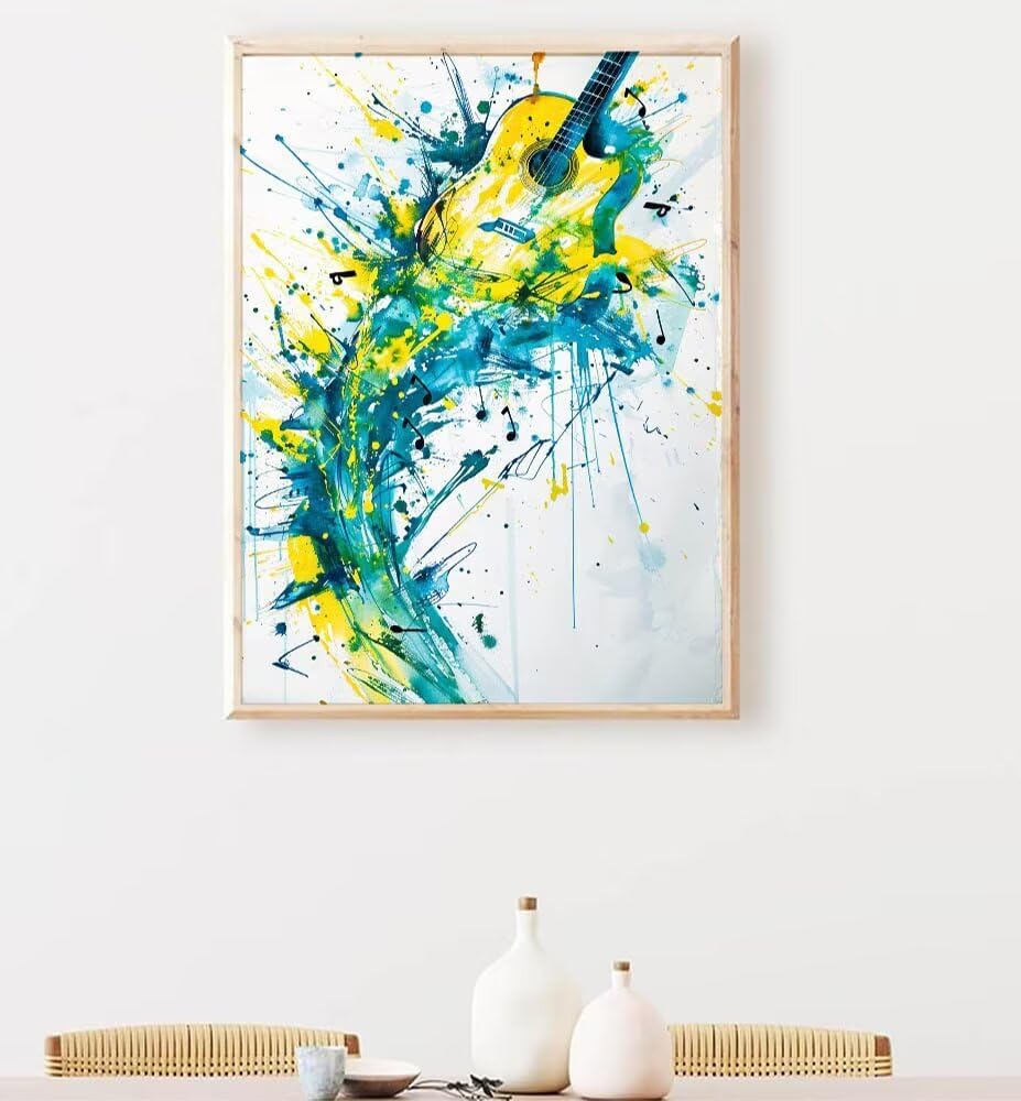 Paint by Numbers Kit for Beginner Musical Instruments Art Kit Adult Paint by Number on Canvas Guitar DIY Acrylic Watercolor Oil Painting for Home Decor Gift 40x53 inch Model YEYUMEOZK-Q