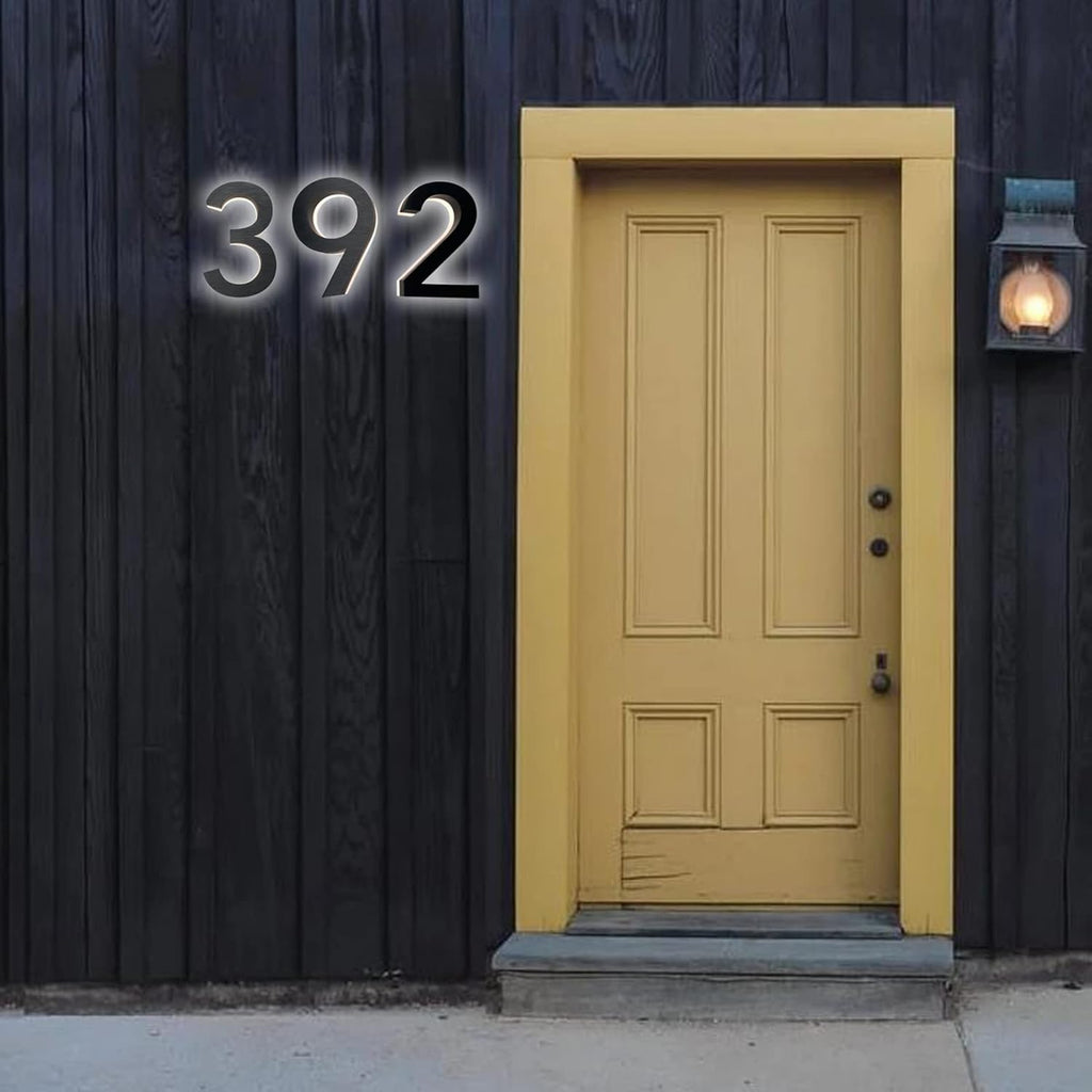 Backlit Lighed LED House Numbers, Black Finishes, Address Signs Lighted Plaque, Outdoor/Indoor, Modern, Low-Voltage, Weatherproof, Day & Night, White Light,20 Inch,3