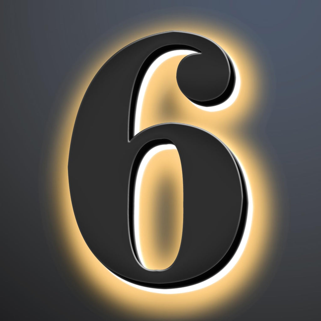 Backlit Illuminated LED House Numbers Upgrade Your Address Signs 16 Inch, Large Modern Light Up Address Numbers Signs, Stainlesss Steels Home Address Signs,6