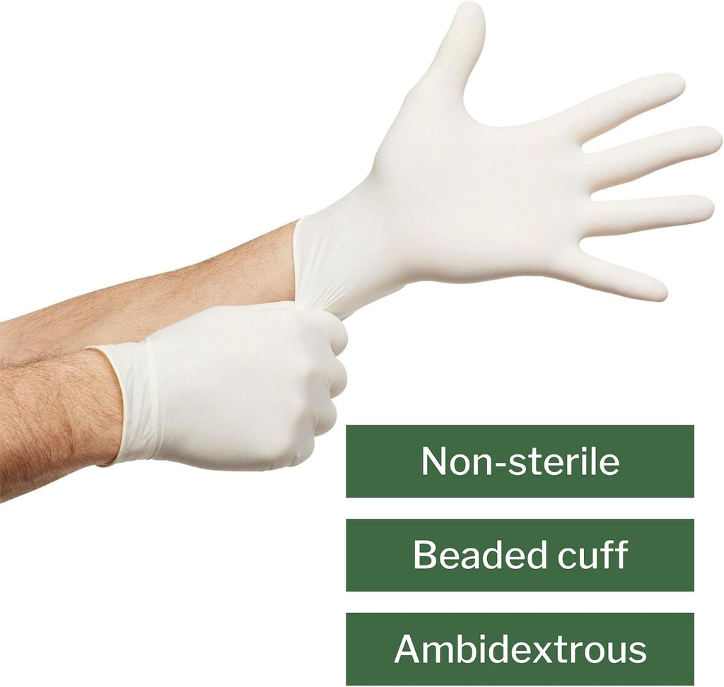 McKesson Confiderm Latex Exam Gloves, Non-Sterile Medical Gloves with Textured Fingertips - Beaded Cuff, Powder-Free - Ivory, Size XL, 100 Count, 10 Boxes, 1000 Total