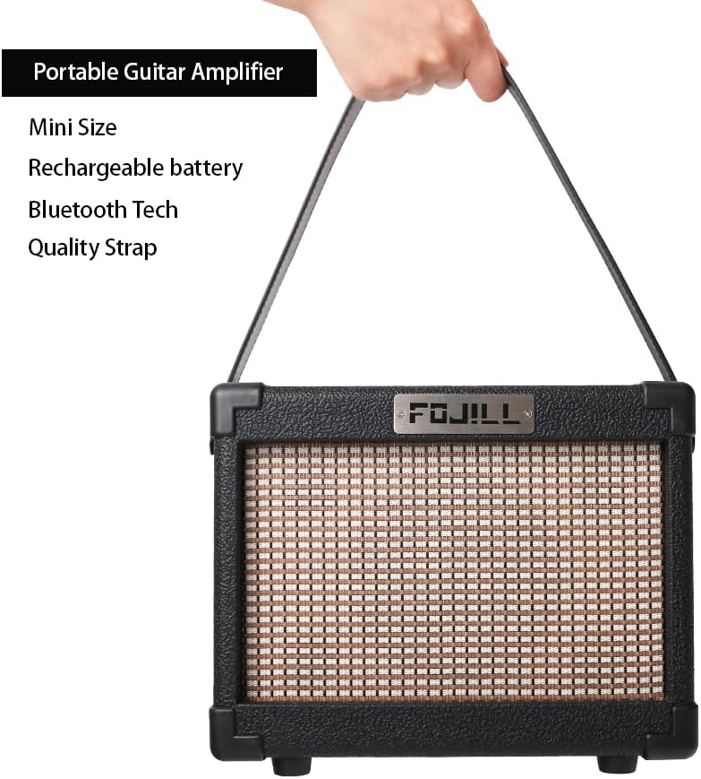 Fojill Heavy Metal Cool Electric Guitar Kit Set Beginner Starter Combo Package Bundle Battery Power Bluetooth 10W Amplifier Amp Accessory Gig Bag,Picks, Cable,Strap,Strings(FCGK-60, Metallic Blue)