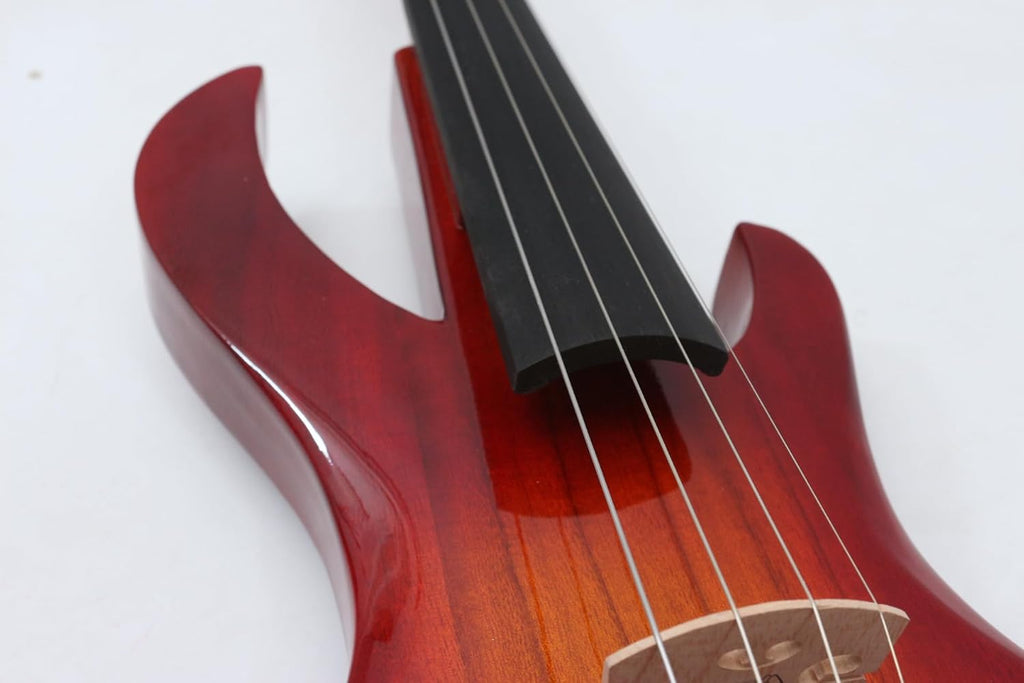 electric Viola 16 inch guitar-shaped Viola Solid Wood Body Ebony Fittings with case Bag, viola Bow, Rosin for Adults&Beginner&Students (Red)