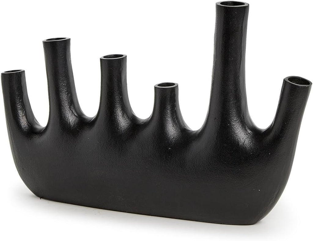 Two's Company Cosmo Black Pipe Decorative Vase, 11-inches Height, Aluminum, Home Decor Accessories