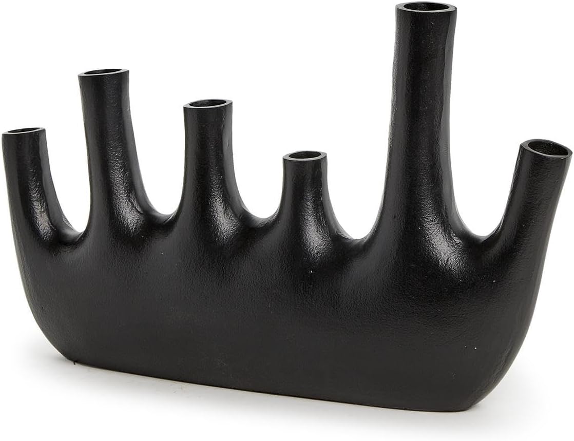 Two's Company Cosmo Black Pipe Decorative Vase, 11-inches Height, Aluminum, Home Decor Accessories