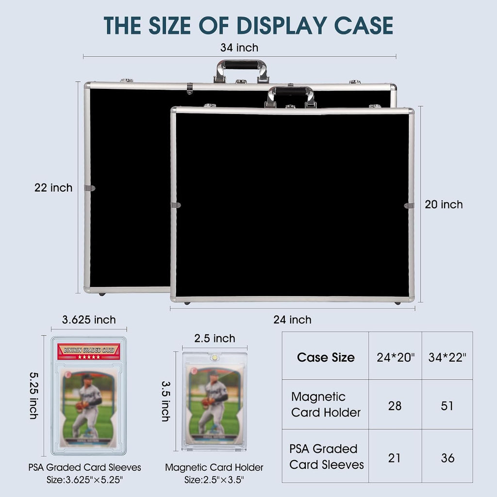 Large Card Show Display Case with Clear Acrylic,Portable Aluminum Trade Show Display Frame with Lock for MTG TCG Sports Collectibles Cards (34'x22')