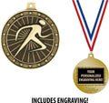 Crown Awards Running Medals, 2' Gold Abstract Runner Medal Award with Free Custom Engraving