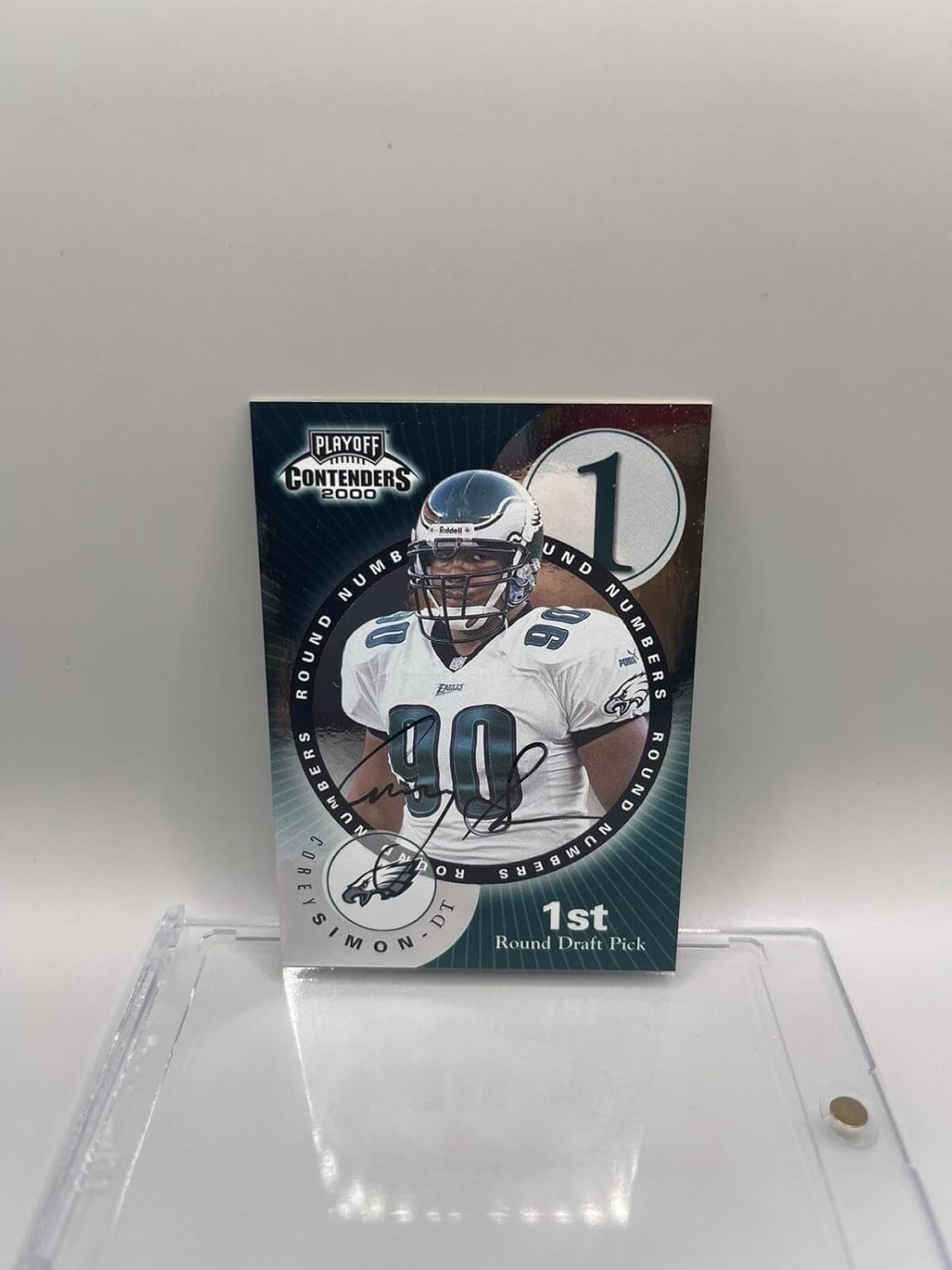 Brian Urlacher Corey Simon 2000 Playoff Contenders Round 1 Rookie Auto W/Mag L1 - Football Slabbed Autographed Rookie Cards