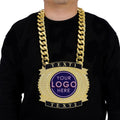 Championship Belt, Custom Giant MVP Champion Chain Medal, Champ Award Winner Prize Trophy Necklace For Adult Team Football Soccer Baseball Basketball Fantasy Football Chain (custom gold medal)