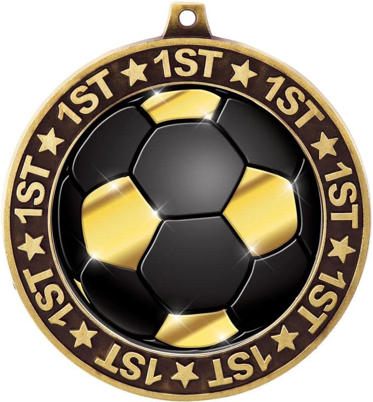 2.75' 1st Place Soccer Shadow Medal Award, Gold Trophy Medal