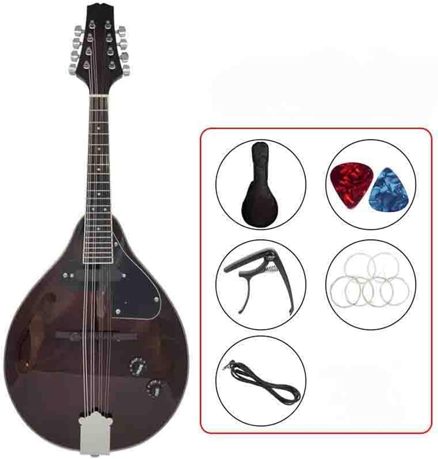 Musical Instrument Mandolin Guitar Eight String Plug In A Type Wine Red Beginner Mandolin String Instrument(2)