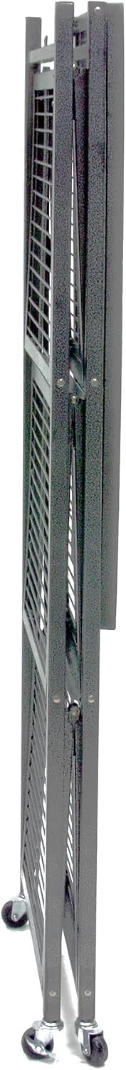 Origami 4-Pack R5 Storage Rack, 4-Tier Heavy-Duty Foldable Steel Shelf with Wheels, Gray
