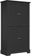 ChooChoo Bathroom Floor Cabinet, Modern Bathroom Storage Cabinet with 4 Doors and Adjustable Shelves, Freestanding Cupboard for Living Room, Kitchen Pantry, Black